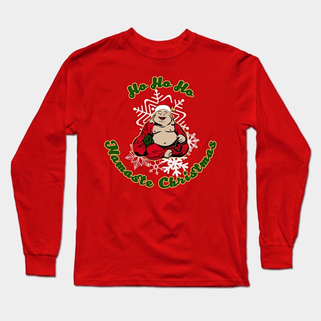 Ho Ho Ho Namaste Christmas Long Sleeve T-Shirt by AndrewArcher